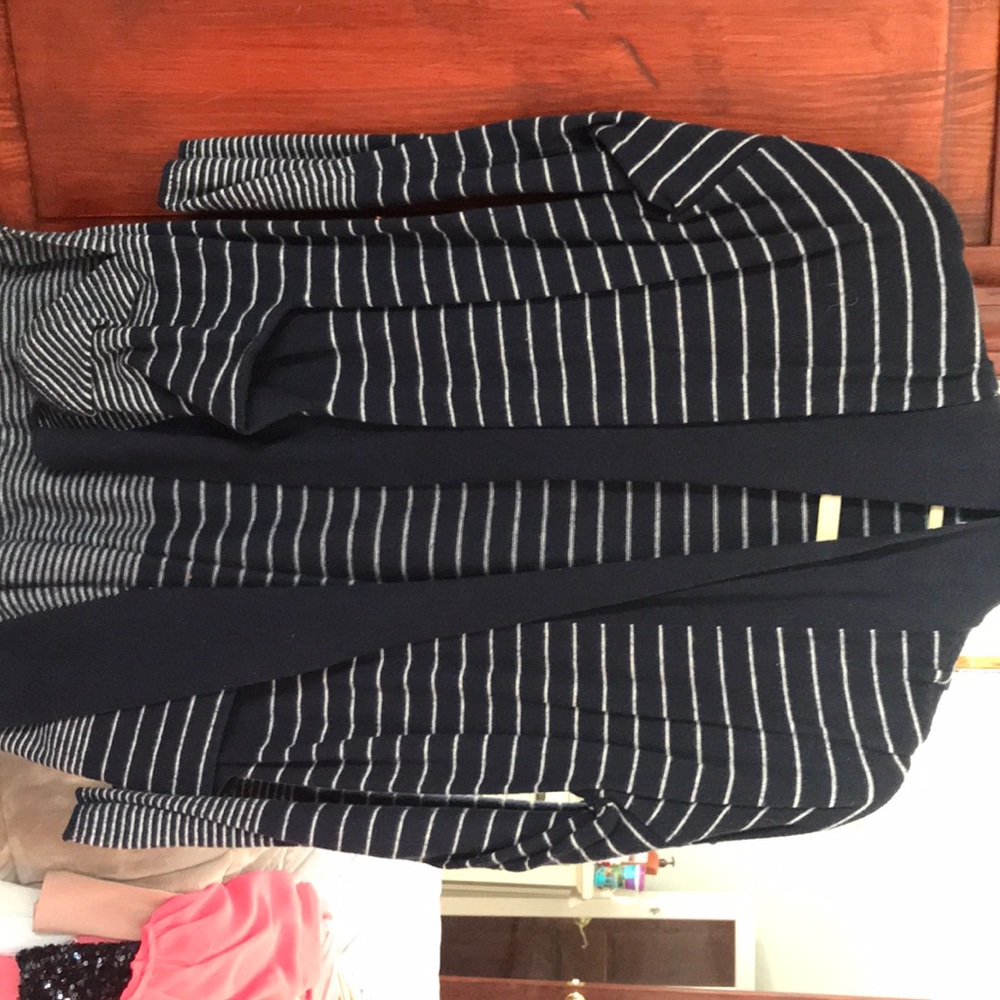 White and navy striped cardigan